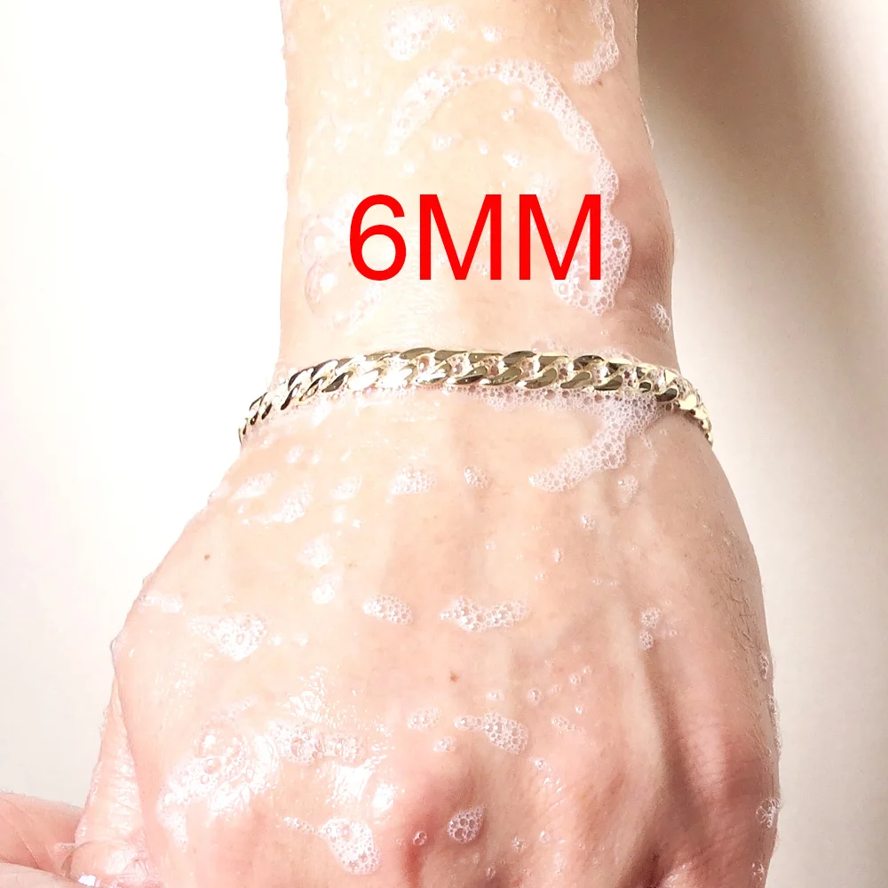 Gold Color Bracelets for Men Women 100% Stainless Steel Bracelet 6/8/12 mm 8 Inches Curb Cuban Chain Free Shipping Factory Offer