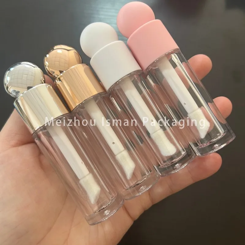 

50Pcs Clear Sliver Gold Pink White Top Concealer Bottle Packaging Empty 5ML Lip Gloss Tube Container With Big Brush Applicator