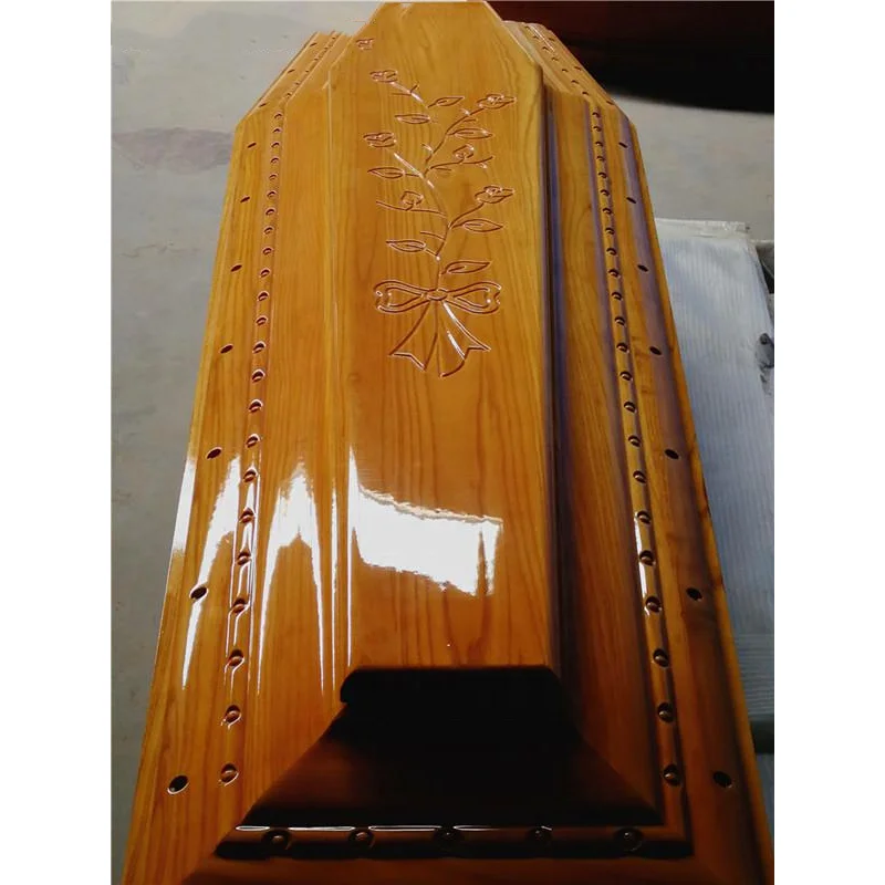 custom.Factory Direct Supply Premium Engraved Solid Wood European Burial Coffin Biodegradable Natural Wo