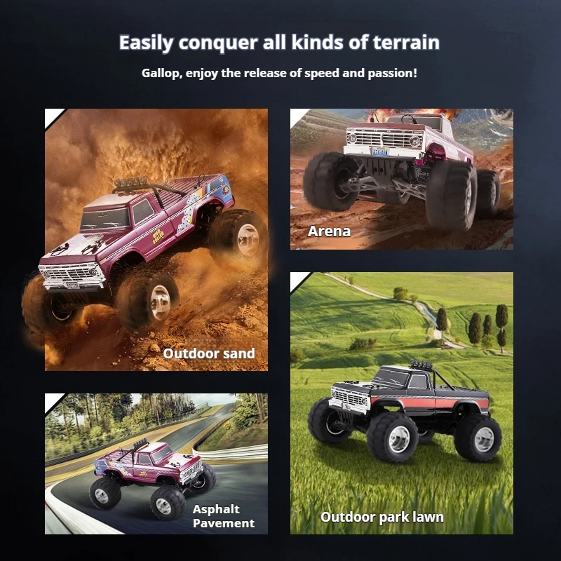 FMS 새로운 1/10 FMT10 포드 F100 RTR RC 브러시 2.4G PC 자동차 쉘 몬스터 트럭 모델 4WD 원격 제어 성인 및 어린이 장난감