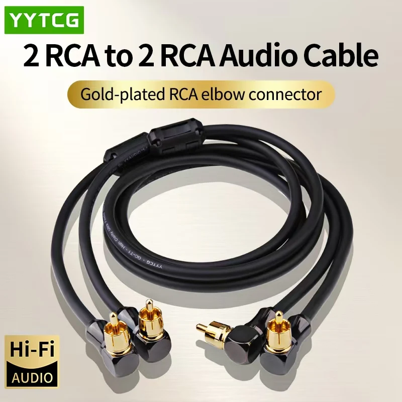 HIFI 90 Degree Elbow RCA to Male Audio Cable Gold Plated Plugs Right Angled Extension OFC RCA Audio Cable for Home Theater DVD