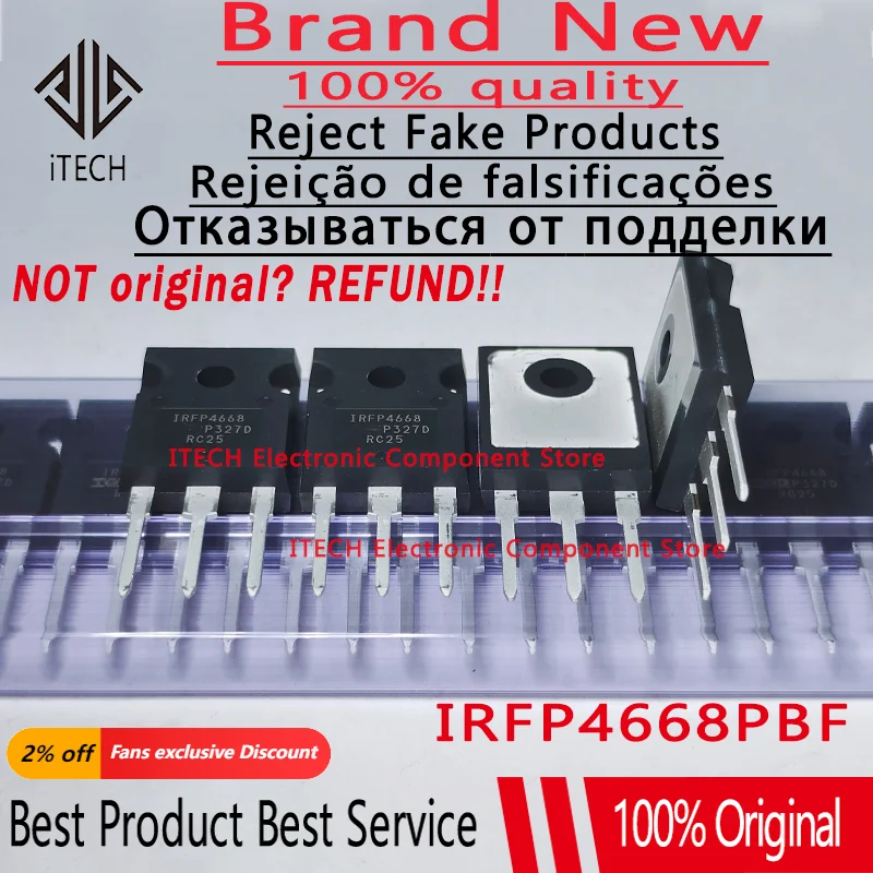 

10pcs/lot Original IRFP4668 IRFP4668PBF TO-247 High Power Field Effect N Channel 200V 130A 100% New and Genuine High Quality