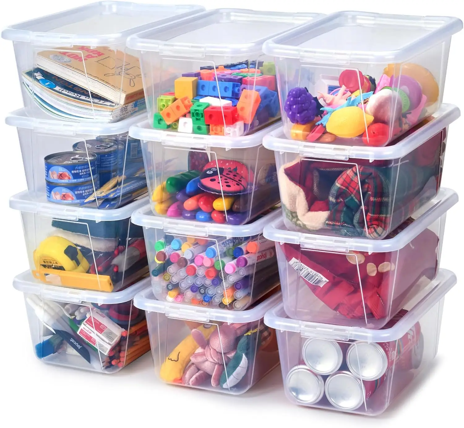 

6 Quart Storage Bins with Lids, Clear Plastic Latching Box for Toy & Shoe Organization, Stackable