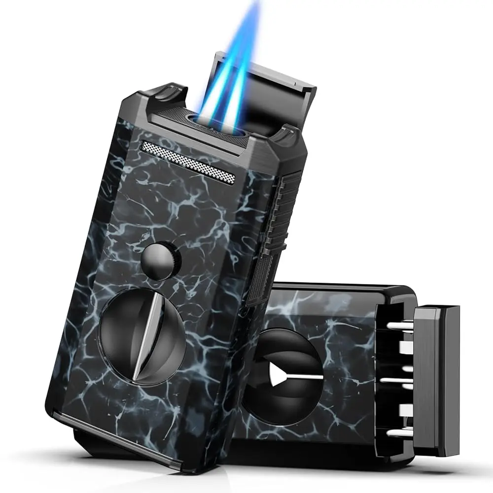 

Ailexpress Recommendation - All-in-One Torch Lighter with Auto-Pop V Cutter and Holder, Windproof Jet Flame Cool Lighters, Butan