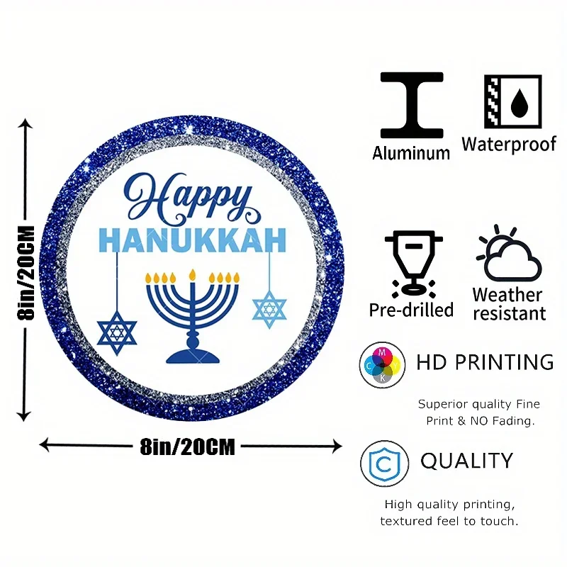 CIFBUY Menorah Design Aluminum Wall Art Waterproof Wear Resistant Decor for Living Room Bedroom Home Office Bar Cafe