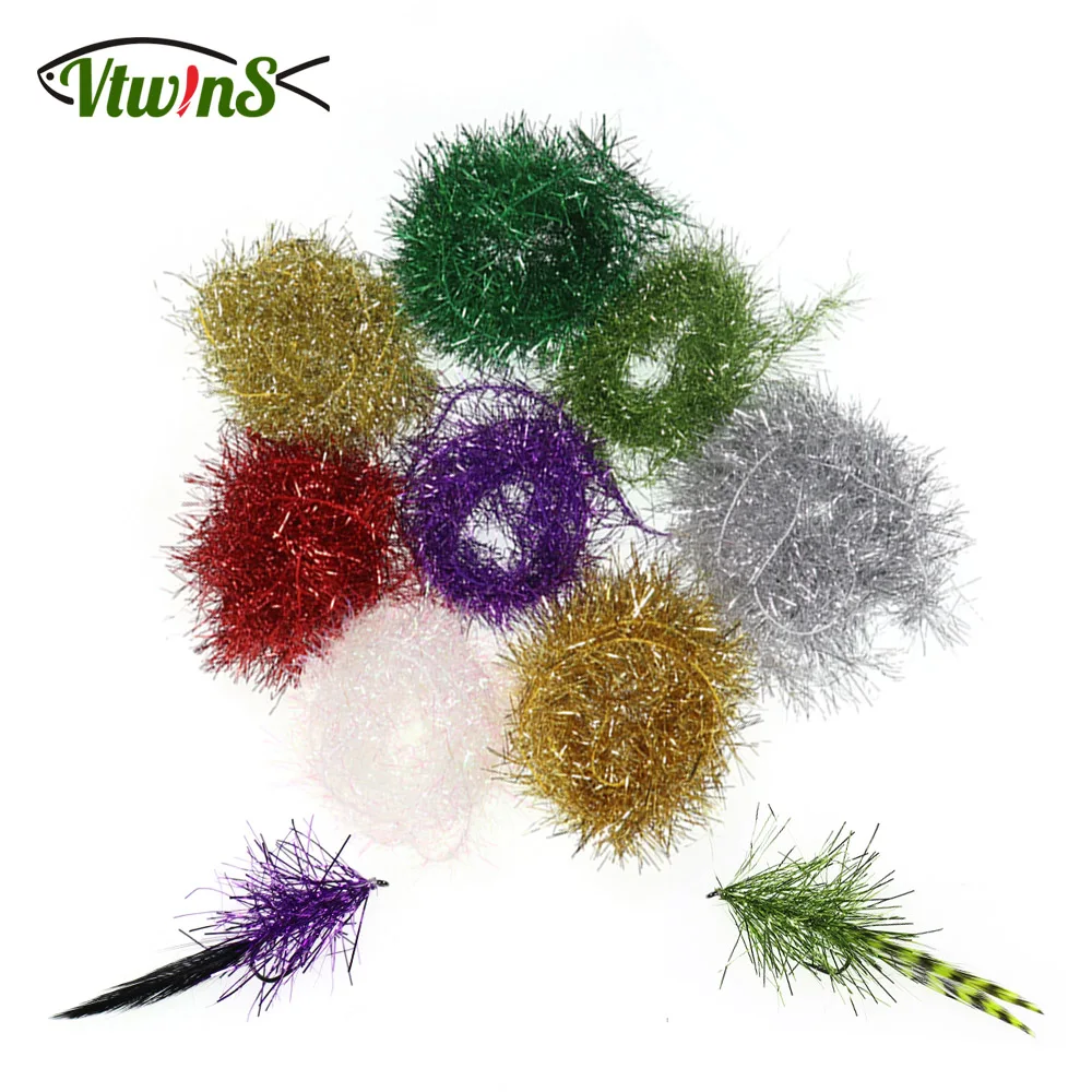 

Vtwins 3.5CM Width Crystal Flash Ice Chenille Steelhead Pike Saltwater Fly Marabou Jig Lure Fly Tying Material Accessories