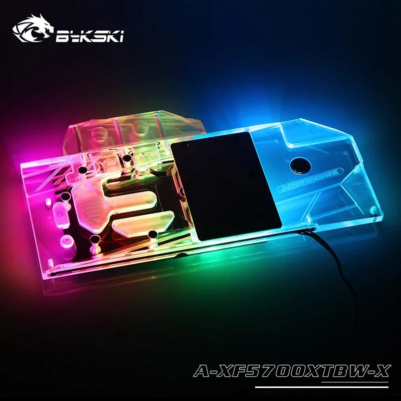 Bykski Water Block Use for XFX RX5700XT Thicc Raw II Ultra / Copper Radiator / 5V 12V RGB Light Support to AURA A-XF5700XTBW-X