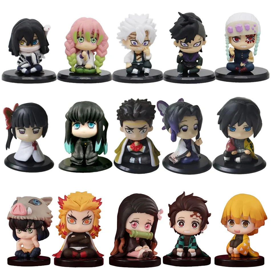 5 Style/Set Q Version Demon Slayer Sitting Ghost Doll Tanjiro Nidouzi Inosuke Zenizu Figure Action Figure Movie Model Toys Doll