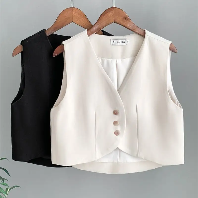 

Vest clip fashion suit 2023 short style new spring and autumn pony women's fashion trend waistcoat women