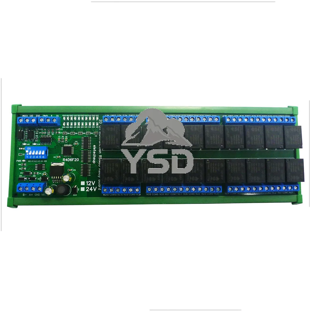 

20-канальная многофункциональная релейная плата RS485 20DO 2DI 2AI Модуль расширения ввода-вывода ПЛК Modbus RTU 4-20MA 0-10 В Входное напряжение тока