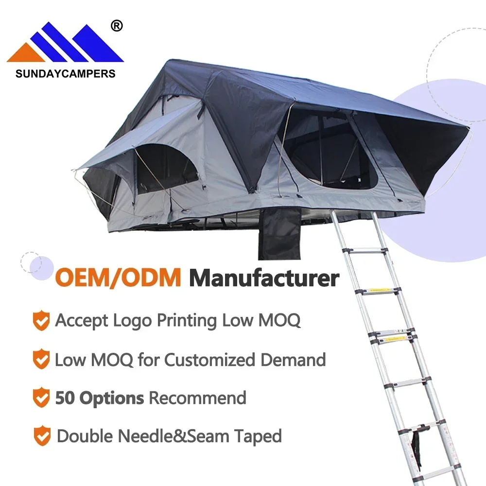 2025OEM Outdoor 1-3 Person Polycotton Waterproof 4x4 Off-road Travelling Foldable Car Truck Camping Soft Shell Roof Top Tent
