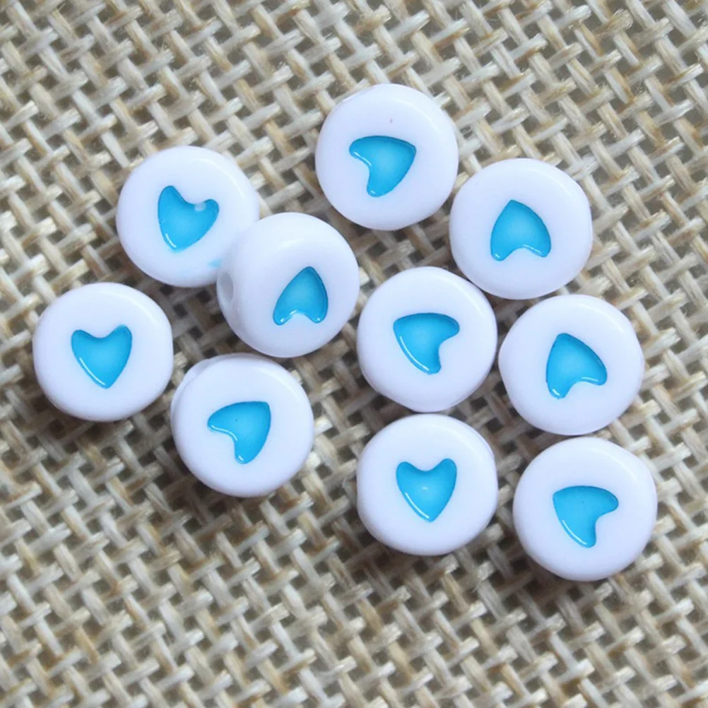 100개 밝은 혼합 색상 하트 모양 아크릴 비즈 DIY 공예 세트 어린이 소녀 팔찌 목걸이 장식용