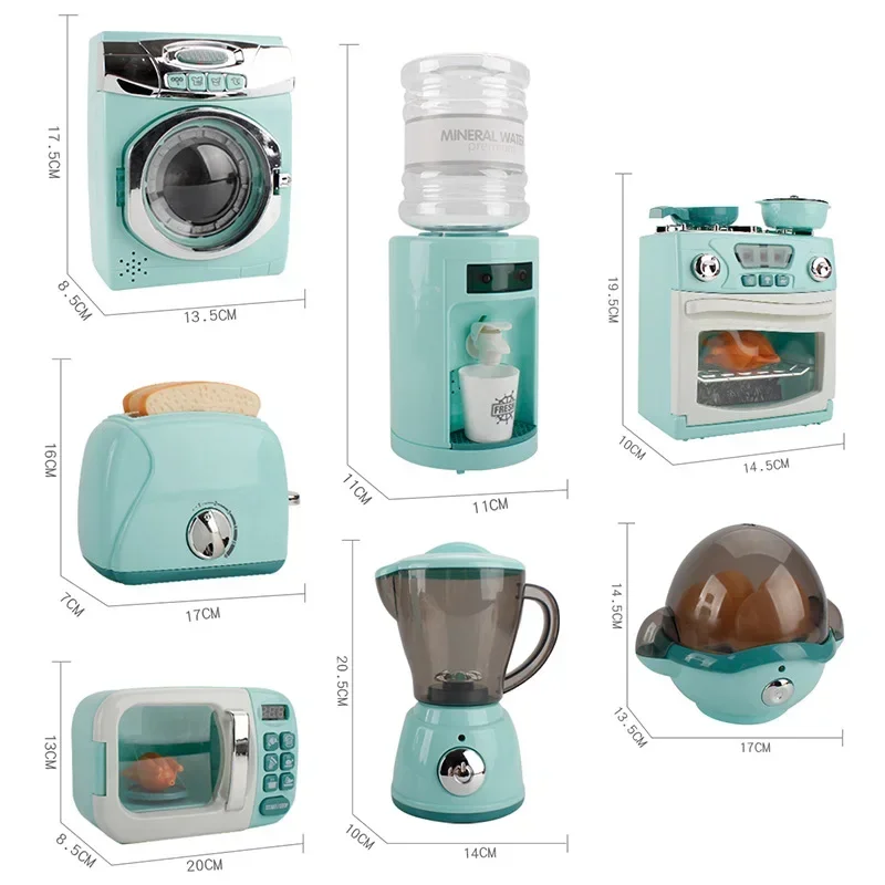 Pretend Kitchen Toys, Play Kitchen Accessories Set for Kids, Coffee Maker, Mixer, Toaster with Realistic Lights& Sounds