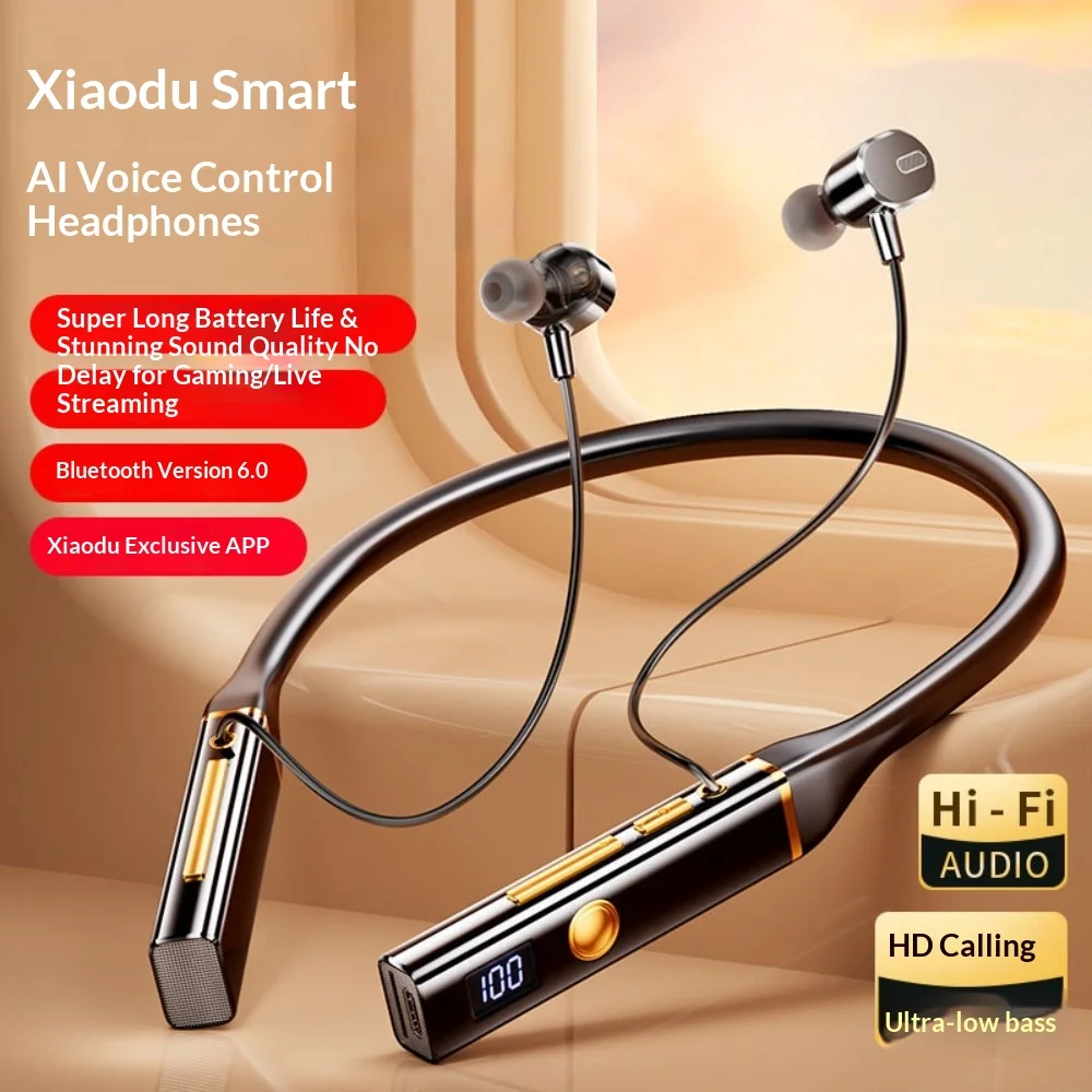 High Appearance Value Neck-hung Bluetooth Headphones 2025 New Version Noise Cancellation HIFI Sound Quality Ultra-Long Battery L view 3