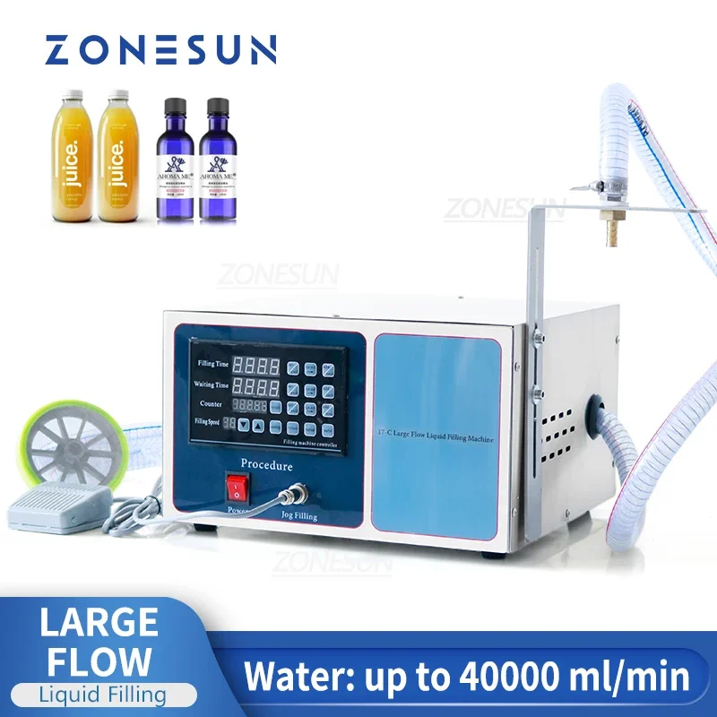 

ZONESUN GZ-GFK17C Automatic Filling Machine Laundry Detergent water Juice Oil Liquid Bottle Large Flow 40000ml/Min Filler