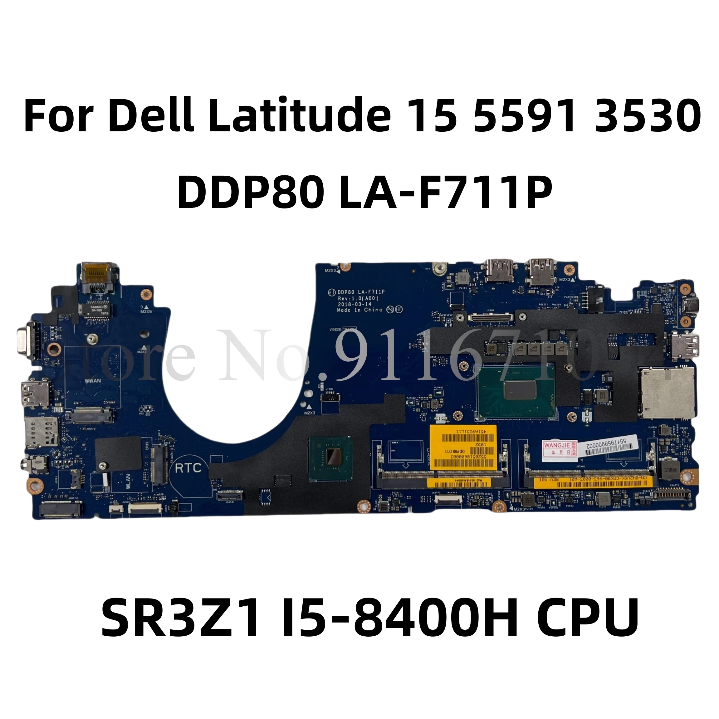 

DDP80 LA-F711P For Dell Latitude 15 5591 3530 Laptop Motherboard CN-08F8K4 08F8K4 8F8K4 With SR3Z1 I5-8400H CPU 100% Tested