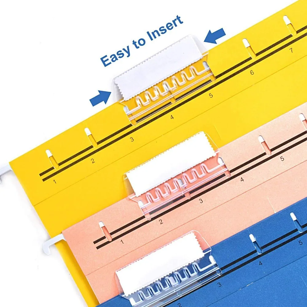 60/40/20Pcs Hanging Folder Tabs Insertable Plastic Tabs Transparent Hanging Folder File Inserts Folder Tabs for Office Supplies image 5