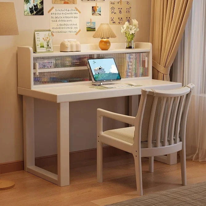 Rubber wood multifunctional computer desk for home office - minimalist design
