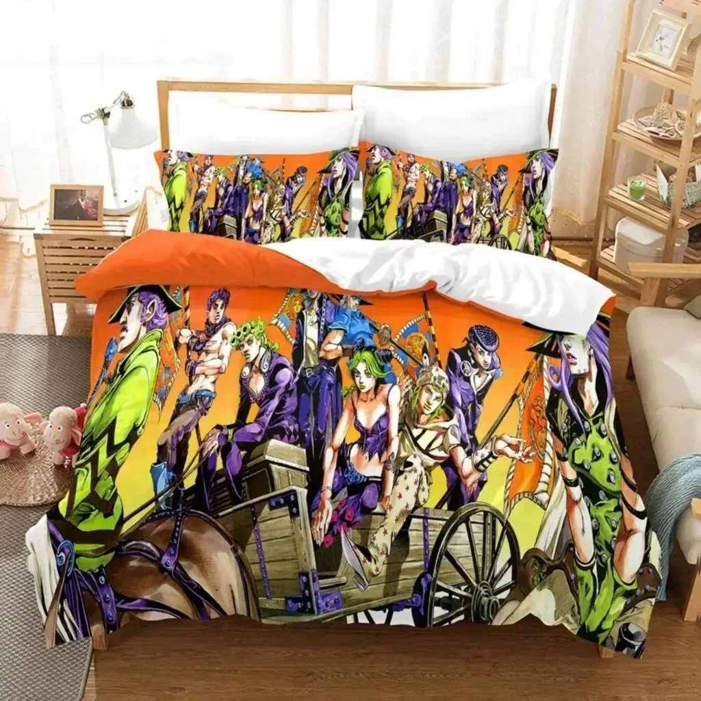 

Anime JoJo Bizarre Adventure Jotaro Kujo Bedding Set Duvet Cover Sheet Printed Bed Set Pillowcase Full Queen King Size Bedroom