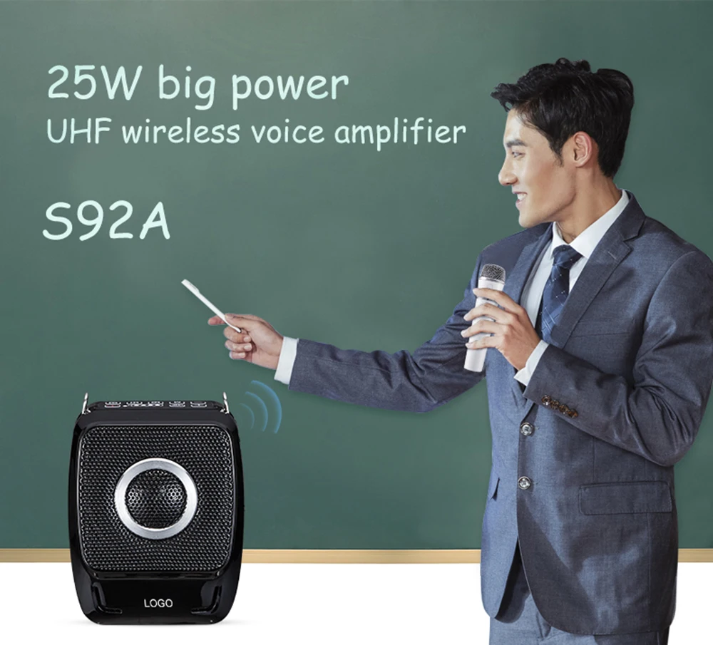 Amplificador de voz bluetooth 25w s92a, recarregável, 8 horas de tempo de música com microfone sem fio portátil para classe/bingo/ao ar livre