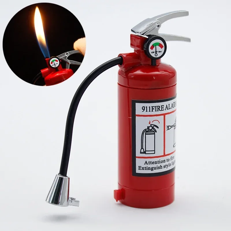 New Fire Extinguisher Torch Lighter Metal Flash Light Free Fire Butane Gas Pipe Lighter Unusual Inflated Cigar Cigarette Lighter