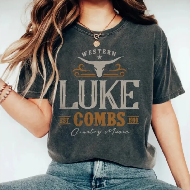 

Luke Combs 2025 T-Shirts Merch Summer Unisex Fashion Casual Short Sleeve Tee Streetwear Wash Cotton HipHop T-shirts