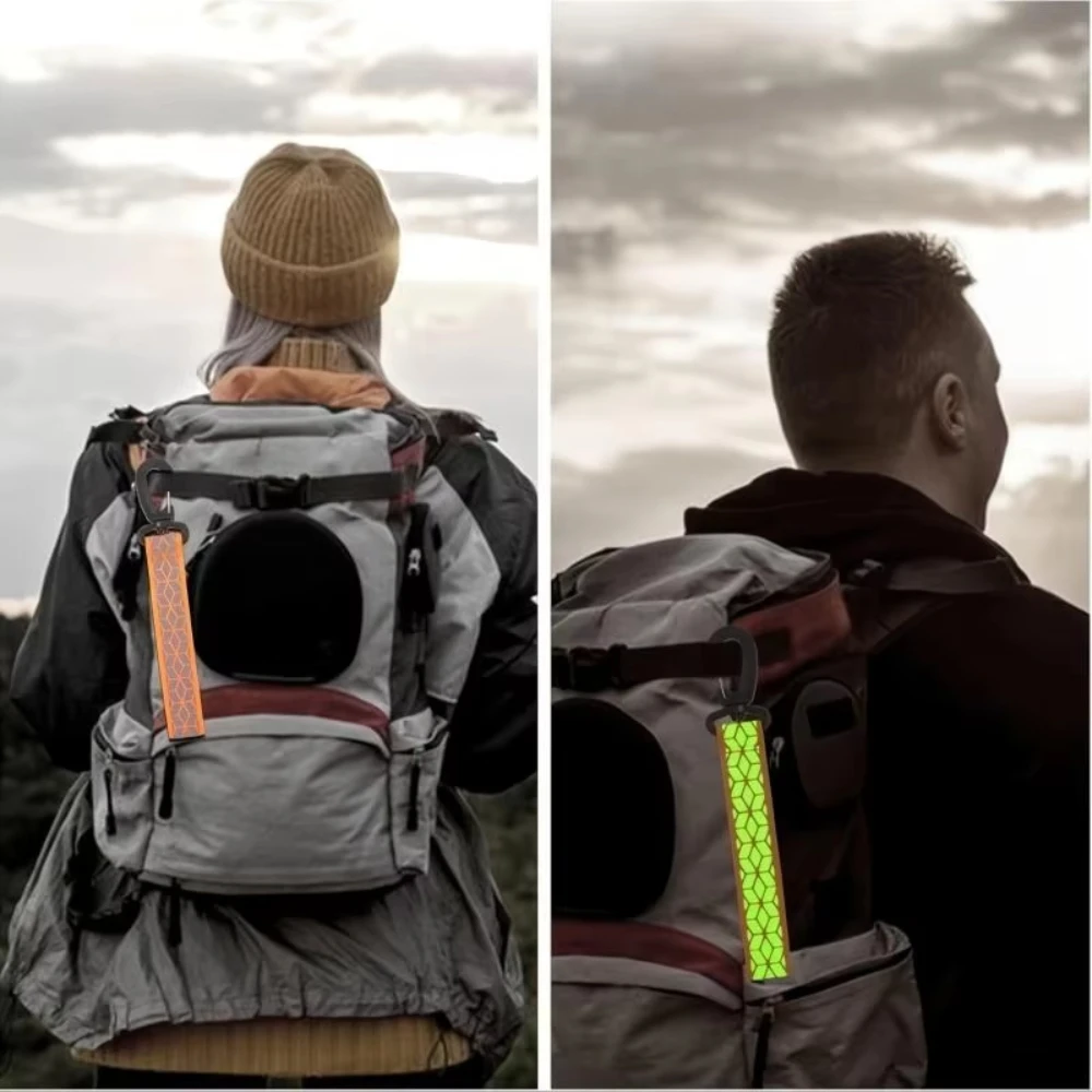 2Pcs Reflective Straps Pendant Keychain For Outdoor Camping Night Running Cycling Backpack Safety Lightweight Bright Keyrings