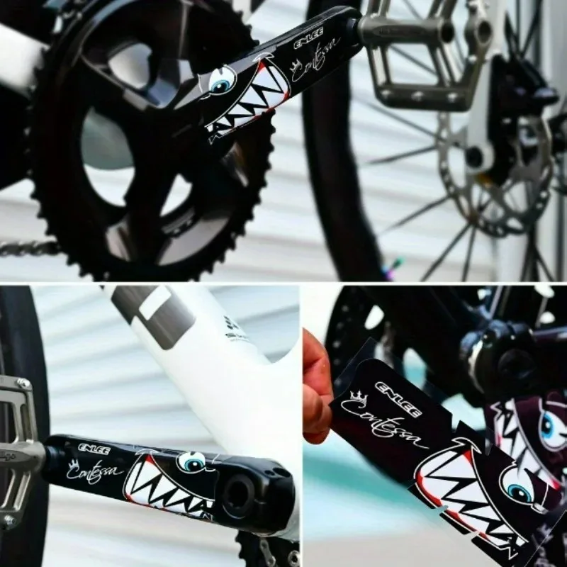 2Pcs Set, Shark Road Bike Crank Scratch Protection Sticker Mountain Bike Crank Handle Protection, Suitable for Mountain Bikes