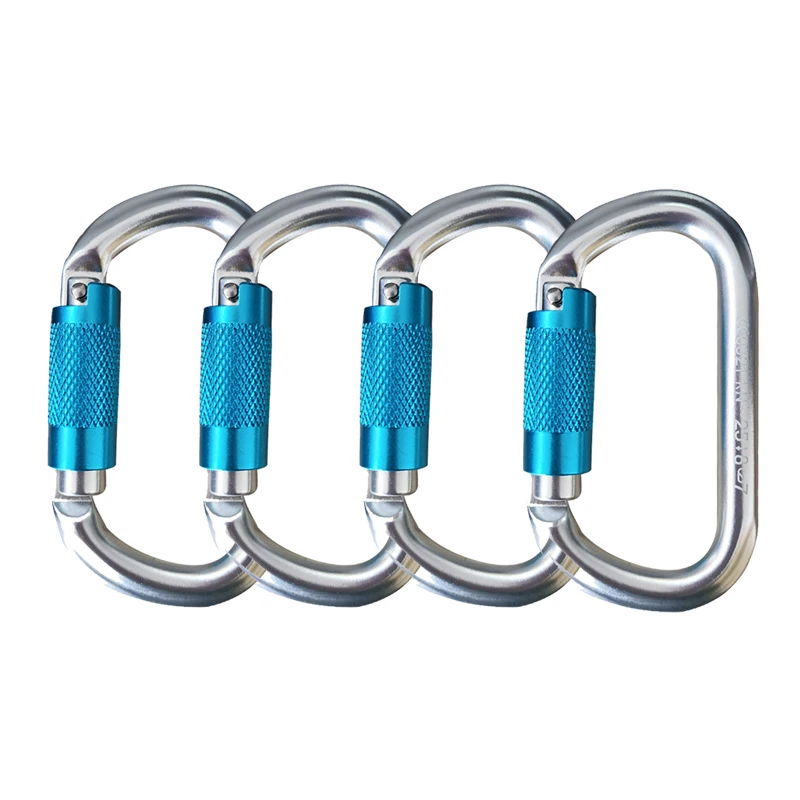 4PCS 25KN Alloy Steel Climbing Carabiner Yoga Hammock Safety Buckle Rock Climbing Master Lock Outdoor Camping Survival Tool