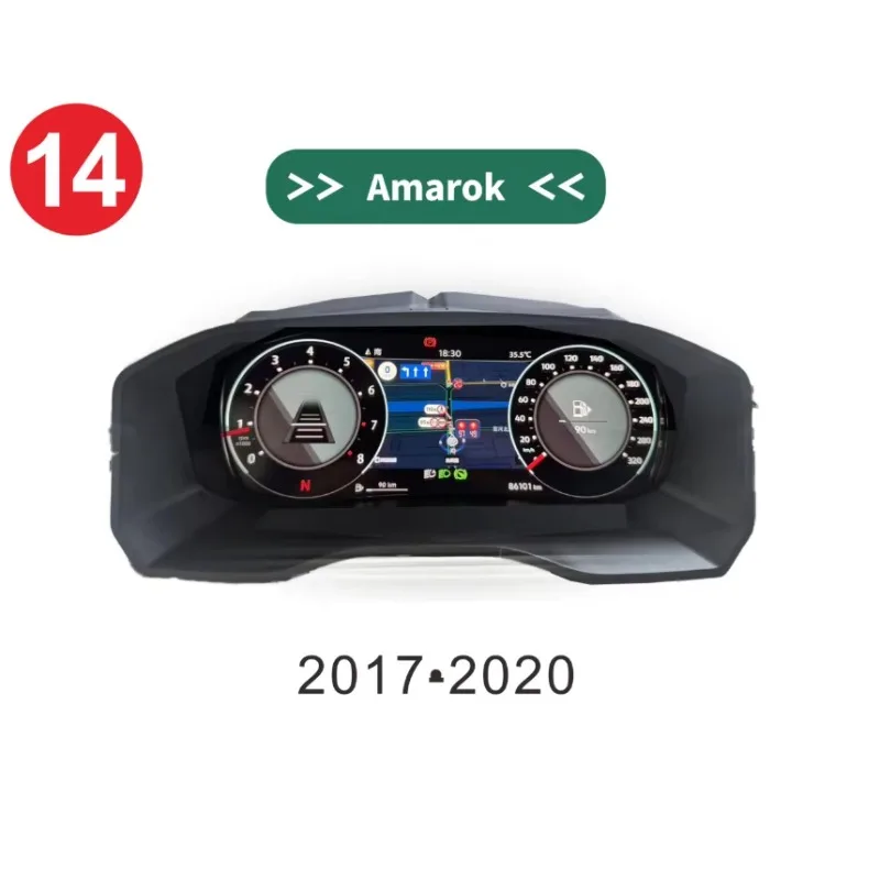 Car Digital Dashboard with IPS Screen for Amarok 2017-2020 Compatible with CarPlay & Android Auto LCD Instrument Cluster