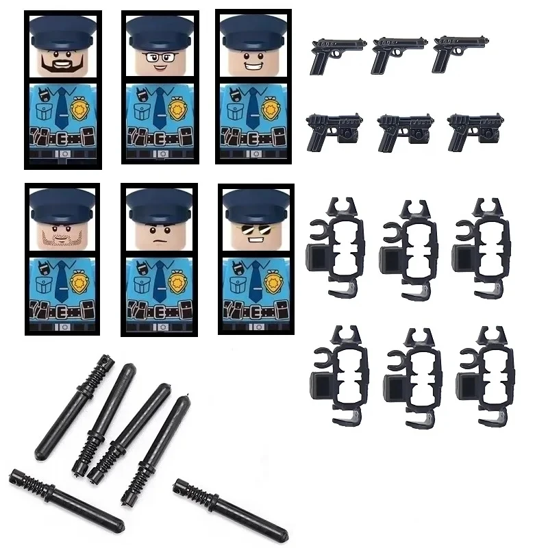 Mini Hong Kong PTU City Police Soldier Figures Military Small Building Block Brick Modern Army Block Brick MOC Toy For Kid