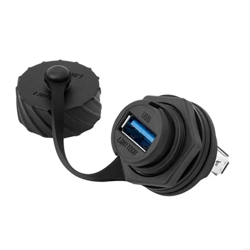 L9NA USB 2.0 Female Socket Plug Panel Mount Adapter Directly Waterproof IP67 Connector with Cap