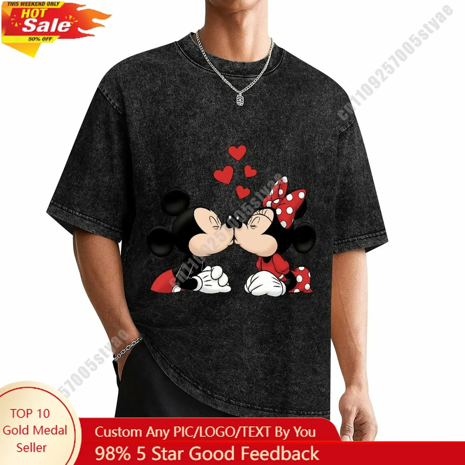 

Mickey Minnie Mouse T Shirt Disney Customizable Personalize Your Own Design Heat Transfer Printing Vintage Washed T-shirt