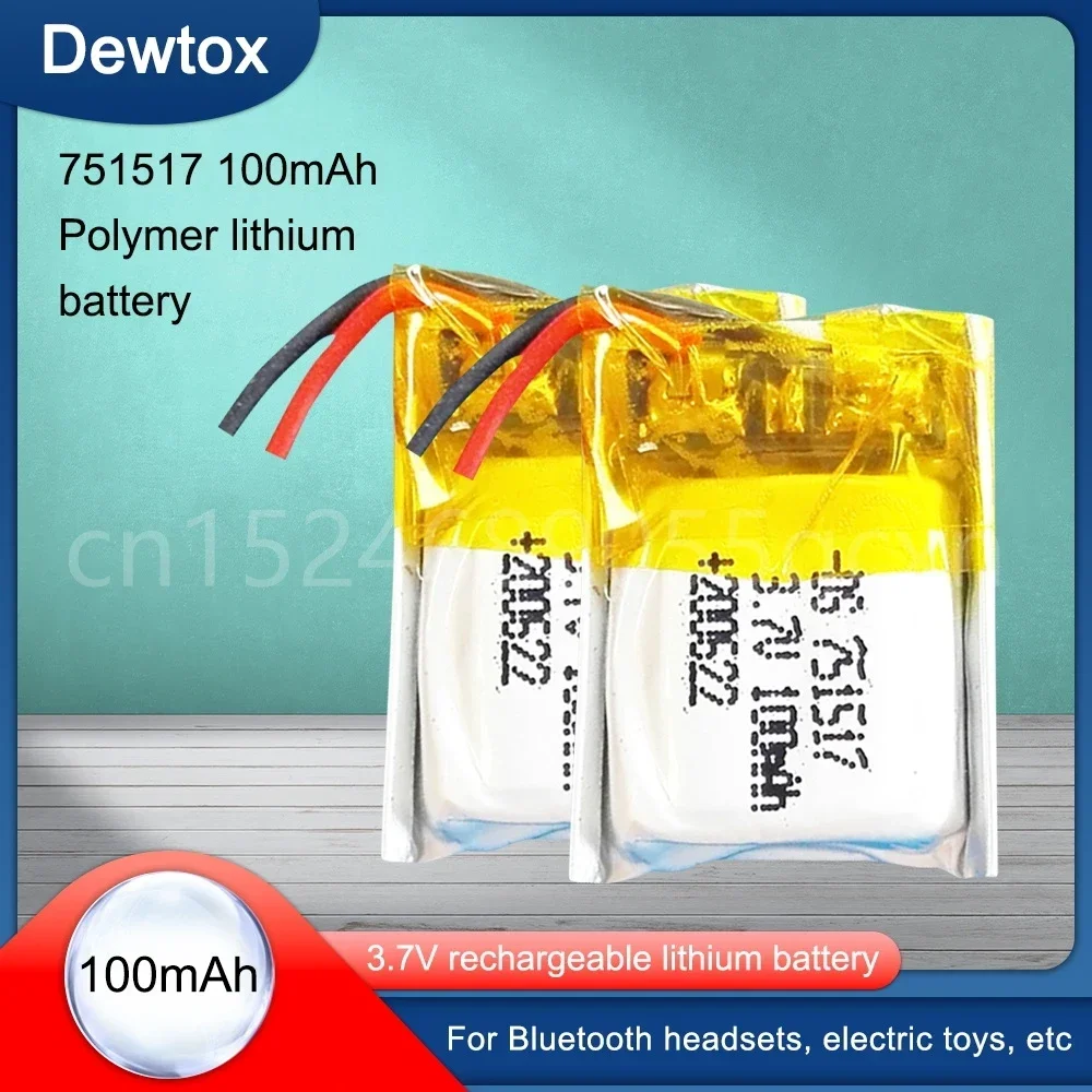3.7v 100mah 751517   Batería recargable de iones de litio para Cheerson CX-10 CX10 CX12 JJ820 V646 V676 JJ810 RC helicóptero RC Quadcopter