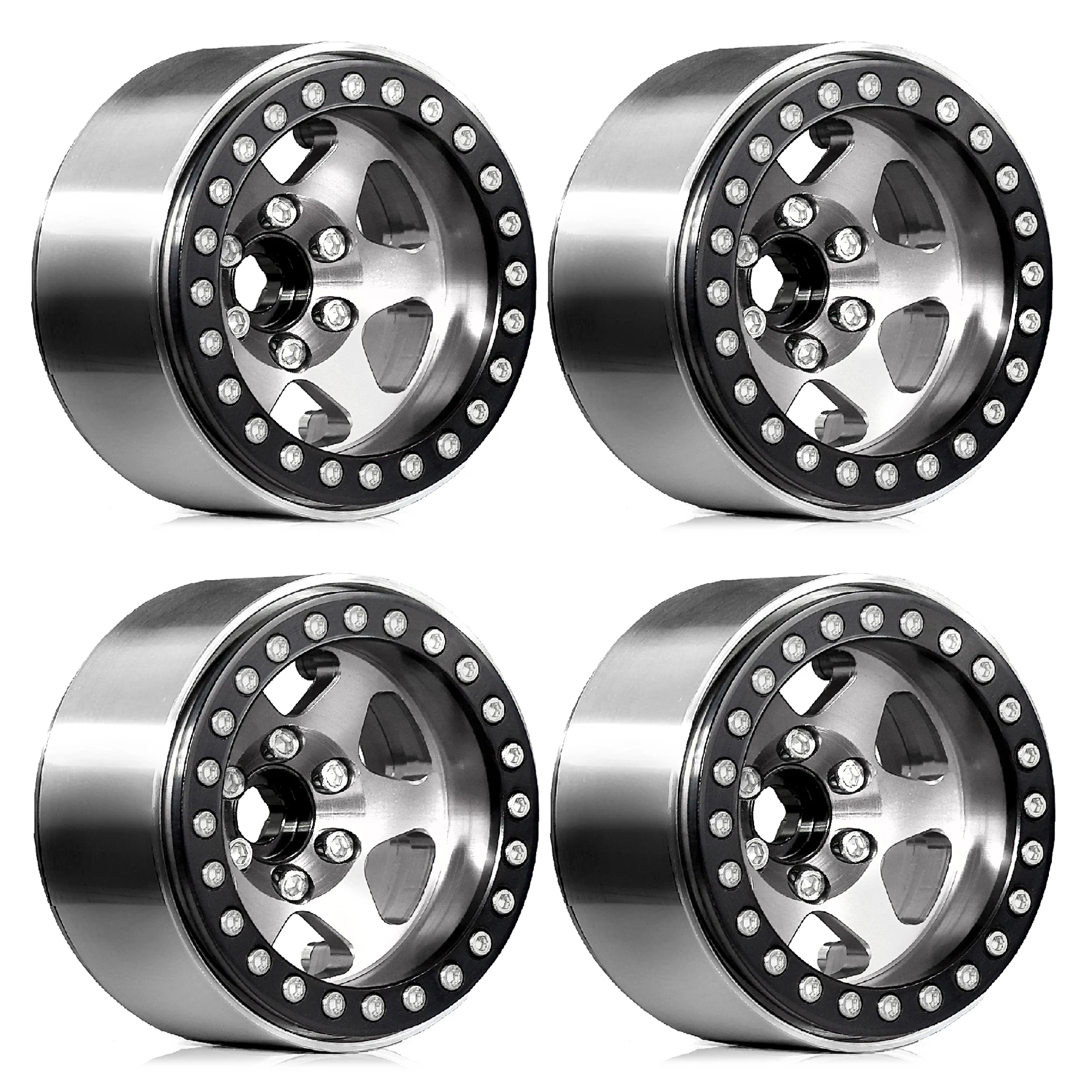 4pcs 1.9 Beadlock Wheel（4PCS） Rim -10mm Hex 12mm Fit for 1/10 RC Crawler TRX4 TRX6 Axial SCX10 II III 90046 Redcat GEN7 VS4-10