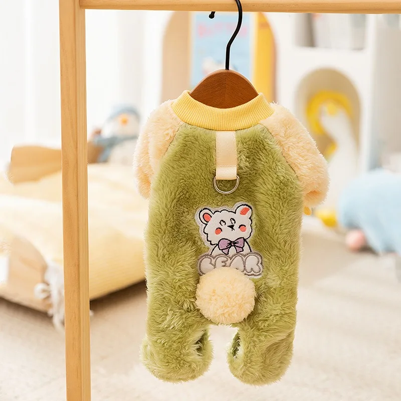 Macaroon Fur Ball Dog Clothes Autumn and Winter Small and Medium Pet Clothes Teddy Bikini Bear Four Legs Fleece Coat