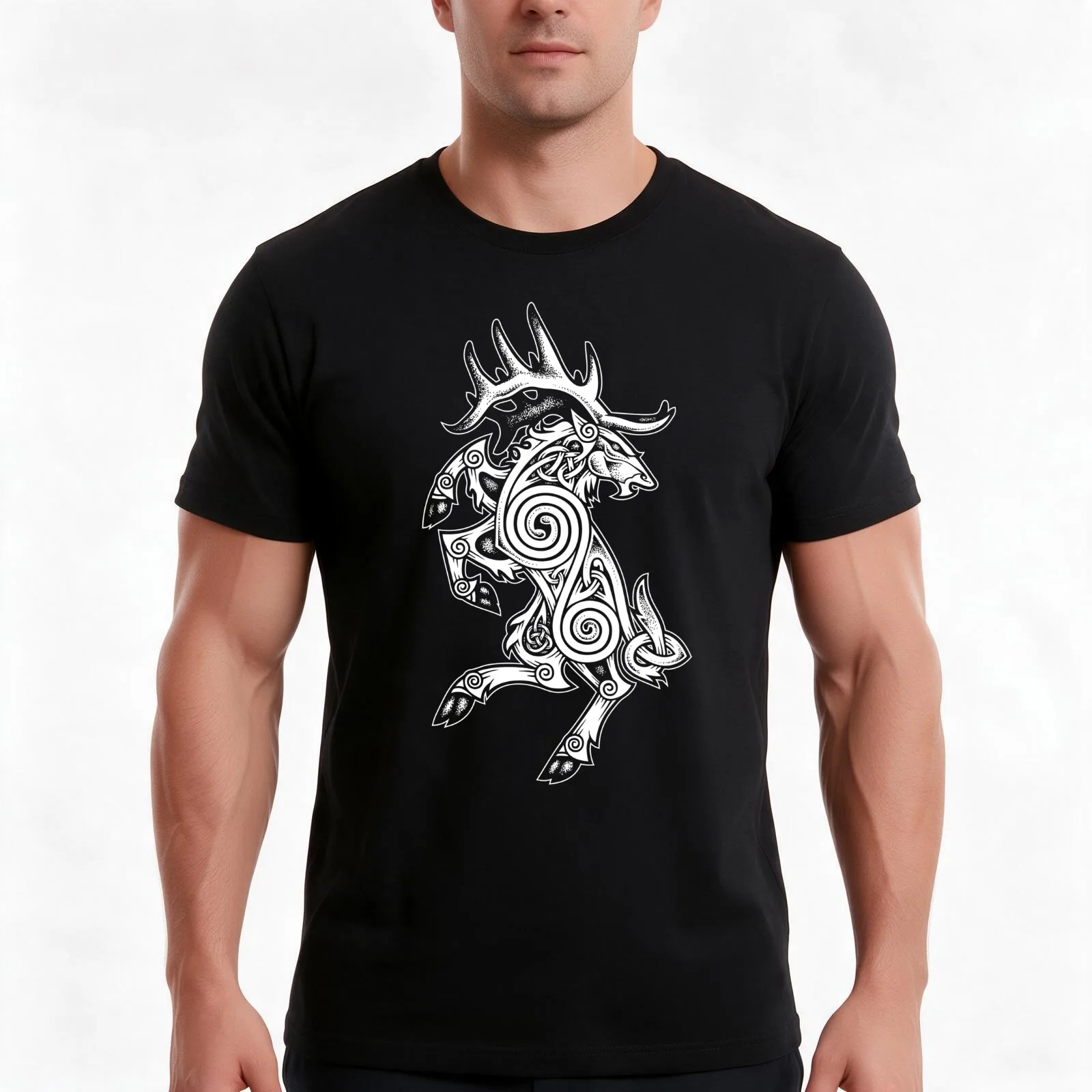 Celtic Elk Rampant T-Shirt Summer Casual Cotton Tee Oversized Streetwear Tops Vintage Graphic Print Loose Fit Short Sleeve