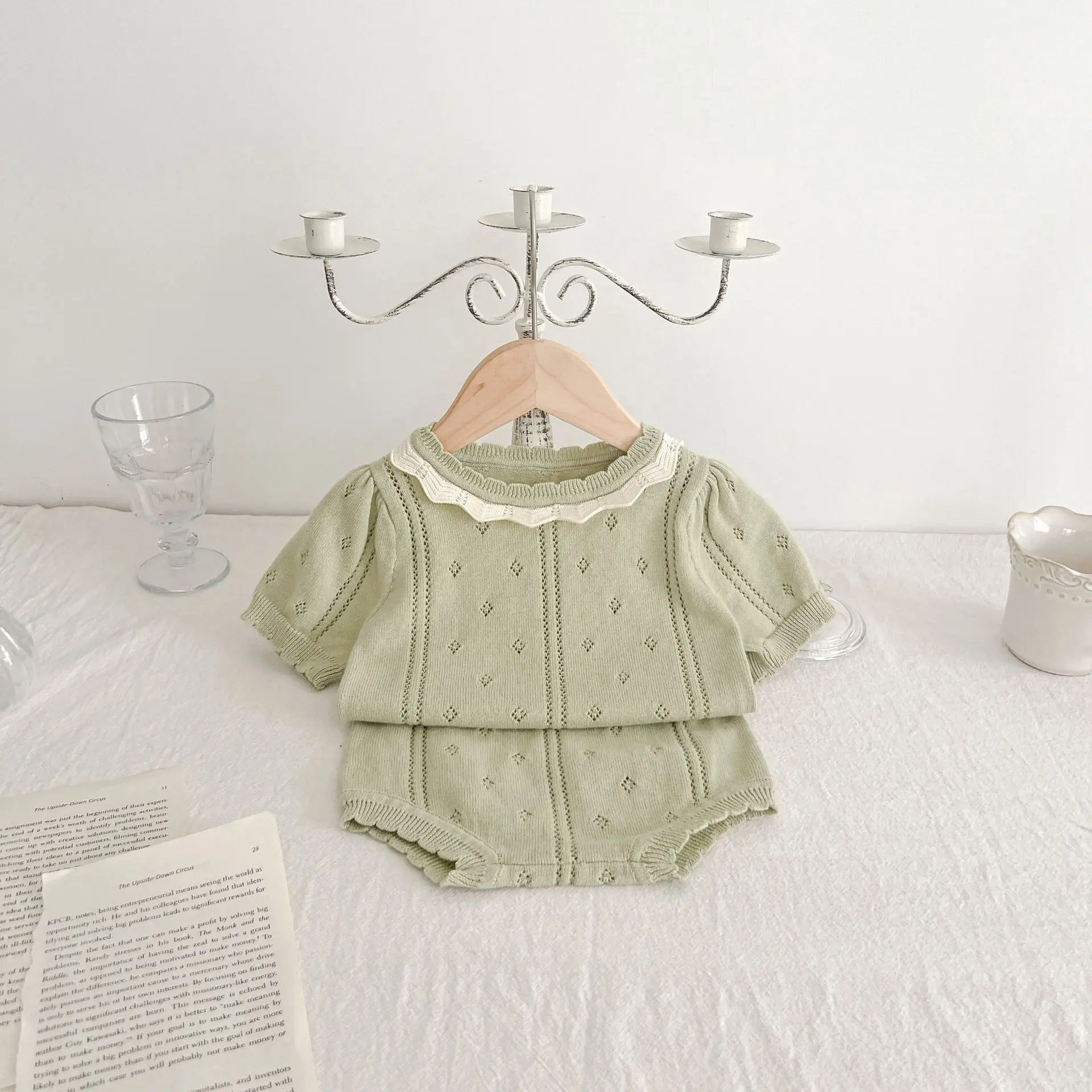 Babys Sets New Baby Summer Baby Versatile Hollowing Out Knitting Shorts Two Pieces Girls Simple Fashion 2026
