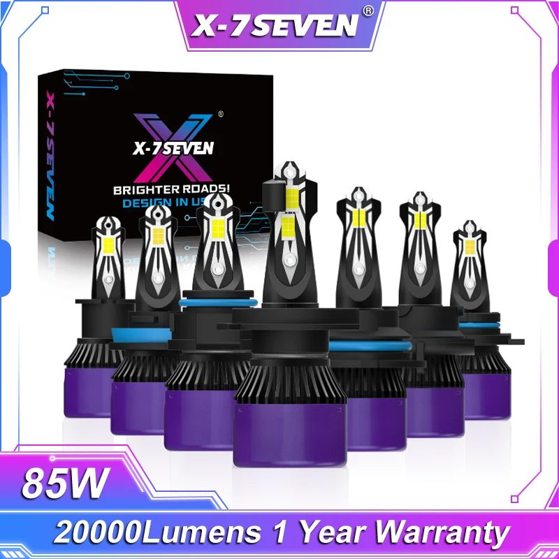 

X-7SEVEN X-Lumos 85 Вт 20000LM 6500K Светодиодная лампа для фар 1 год гарантии для автомобиля H7 H11 H4 9005 9006 9012 H1 H4