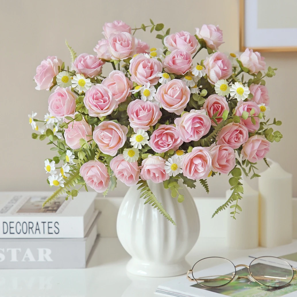 Roses simulées, saint-valentin, mariage, fête des mères, décoration intérieure de printemps, jardin extérieur, Festival, 1 pièce