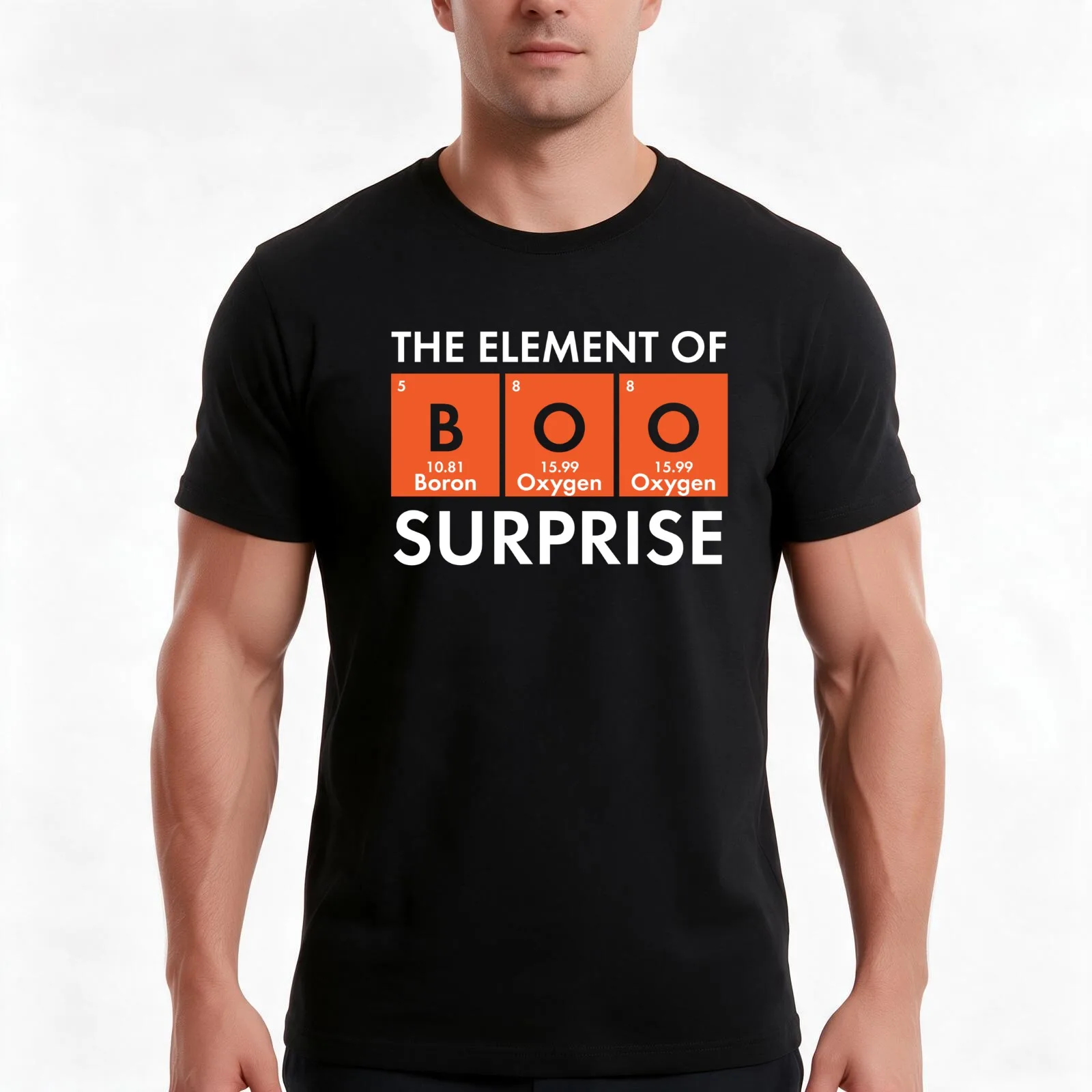 BOO! The Element of Surprise: Funny Chemistry Shirts T-Shirt, Summer Casual Cotton Tee, Oversized Streetwear Tops, 100% Cotton