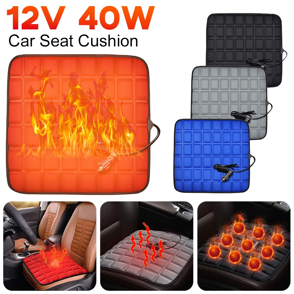 12V Heated Car Seat Covers Cigarette Lighter Heating Seat Cushion Front Rear Chair Cushion Pad Electric Heating Pad for Tesla