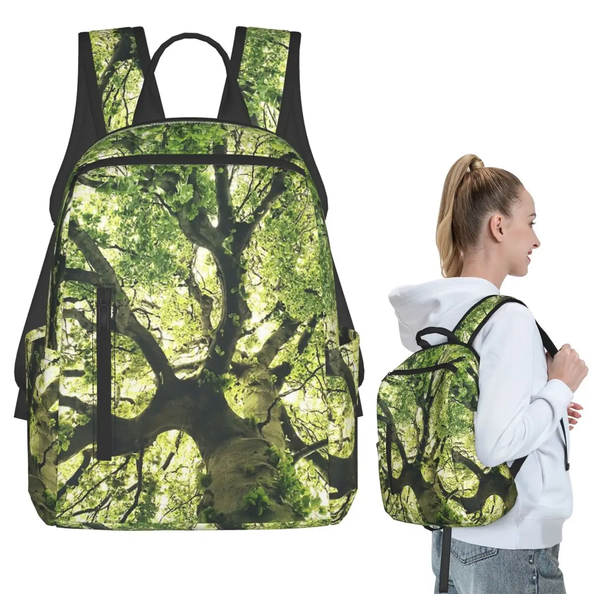Forest Sunlight And Tree Light Shadow Backpack Student BookBag Children School Bag Computer Shoulder Bags Men Women