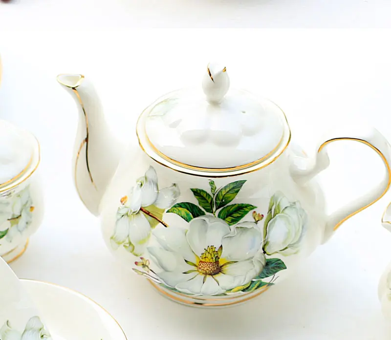 1000ML, Real Bone China Tea Pot, Vintage Ceramic Teapot, Cafeteira Expresso Coffee Kettle, for Ceremany, Party