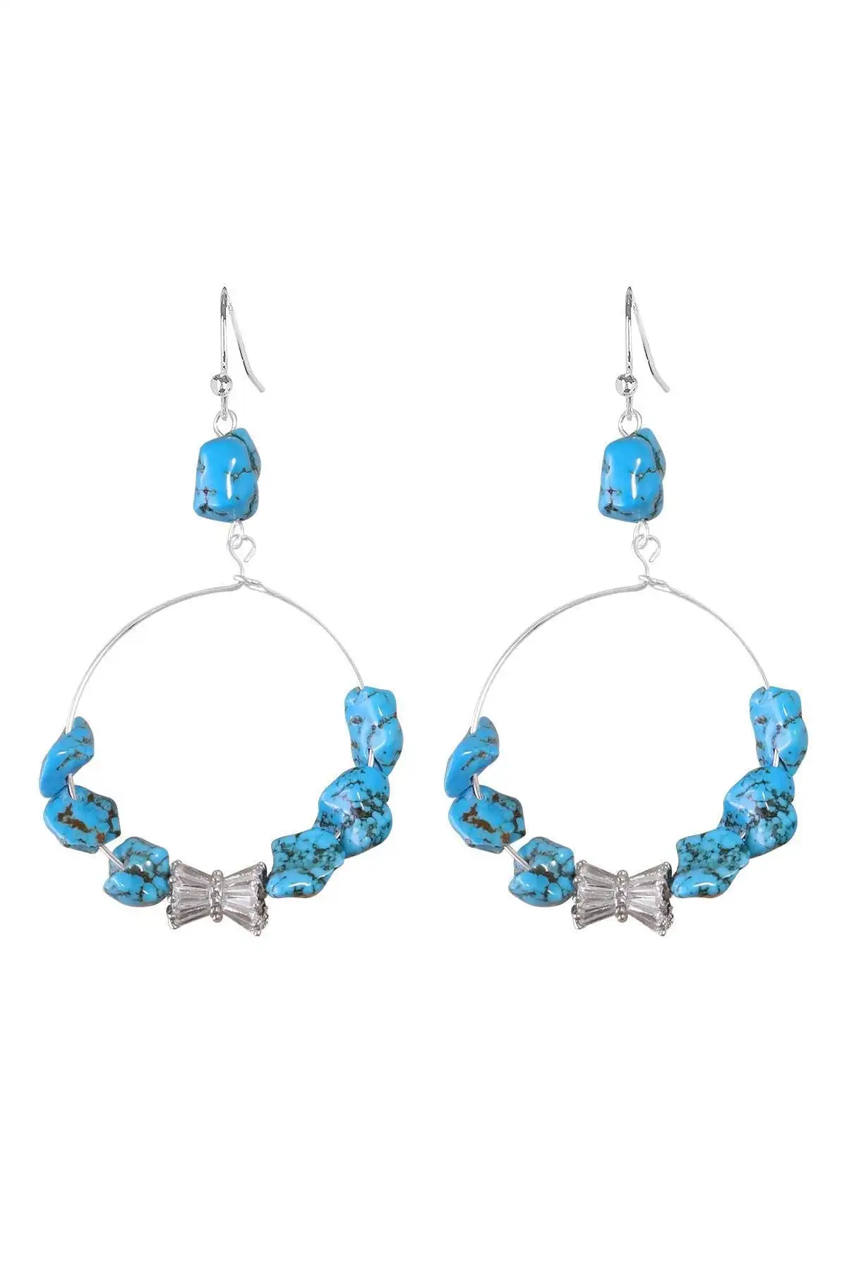 

Fashion Irregular Turquoise Taos Hoop Earrings Jewelry