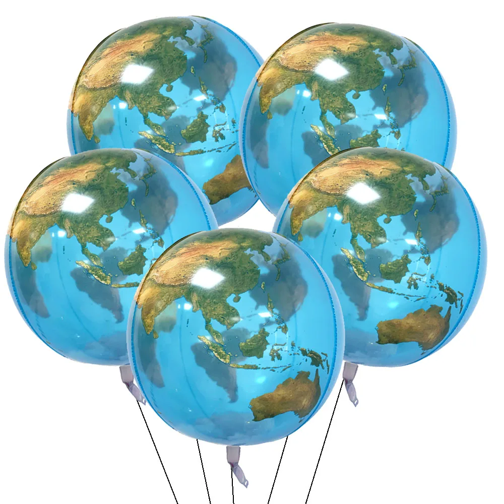 5pcs 22Inch 4D Sphere Outer Space Balloons World Map Galaxy Planet Earth Balloon Space Theme Birthday Decorations World Map Ball