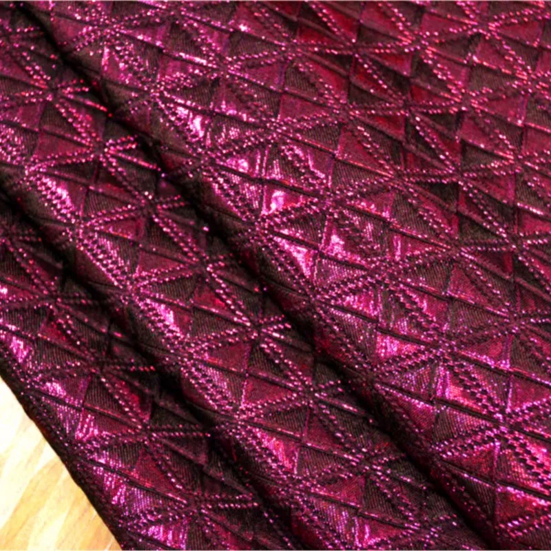 

Black base rose purple bright silk diamond-shaped pattern jacquard fashion fabric small coat skirt windbreaker