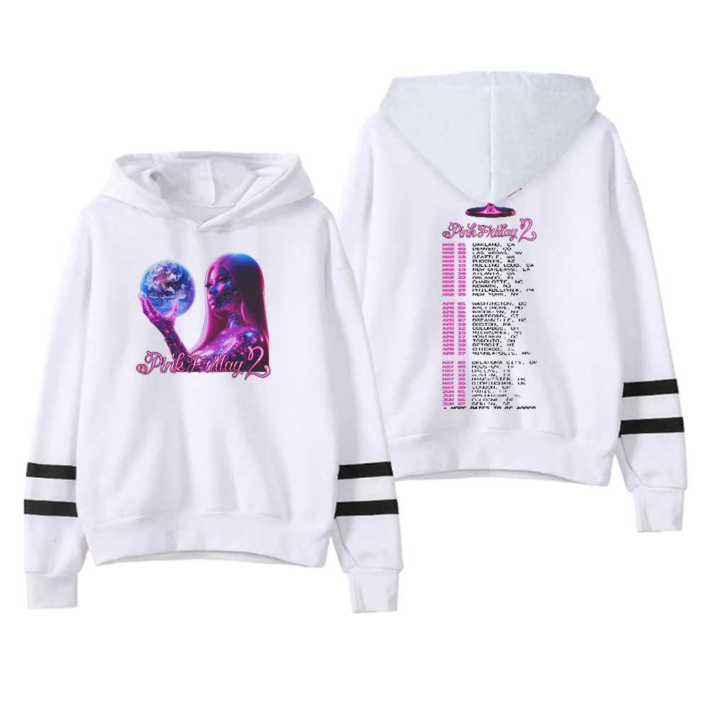 

Nicki Minaj Pink Friday 2 Tour Hoodie Unisex Pocketless Parallel Bars Sleeve Streetwear Men Women Sweatshirt Hip Hop Clothes