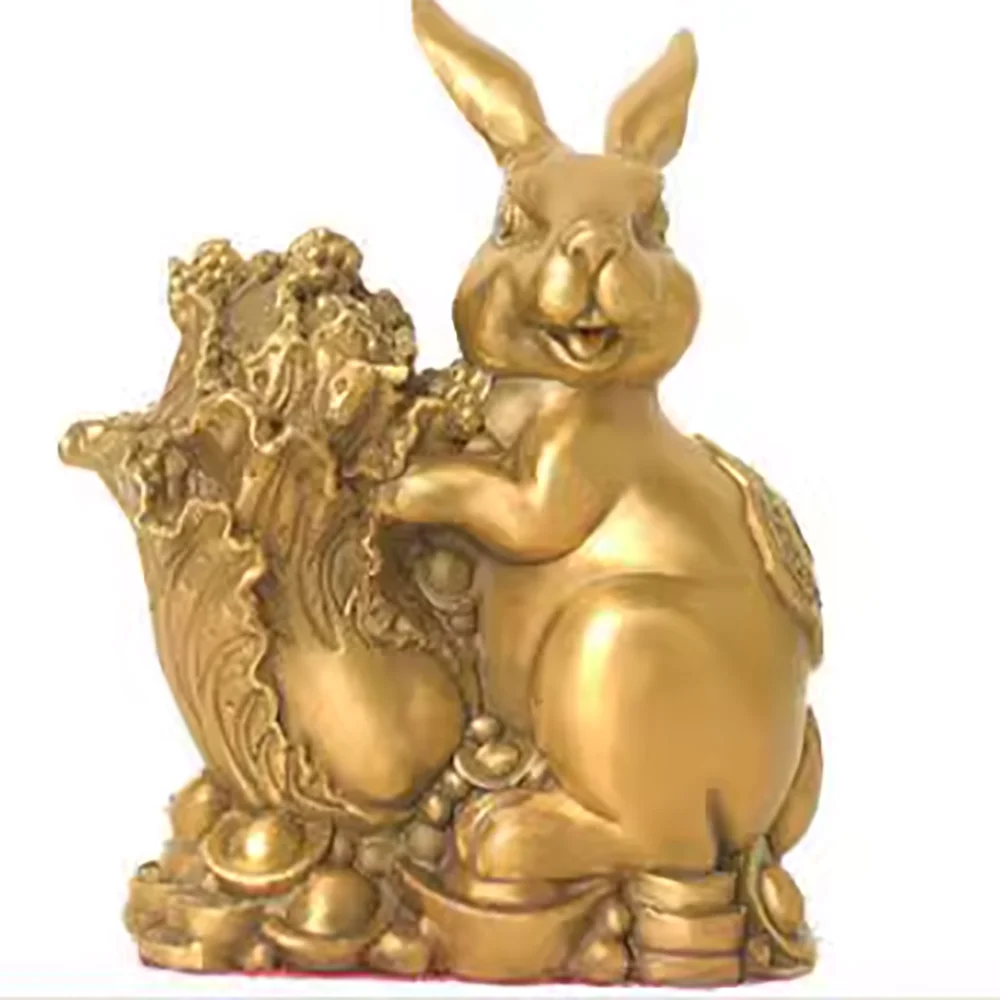 

Pure copper zodiac rabbit, hundred wealth, jade rabbit, living room, office, store decoration and ornaments