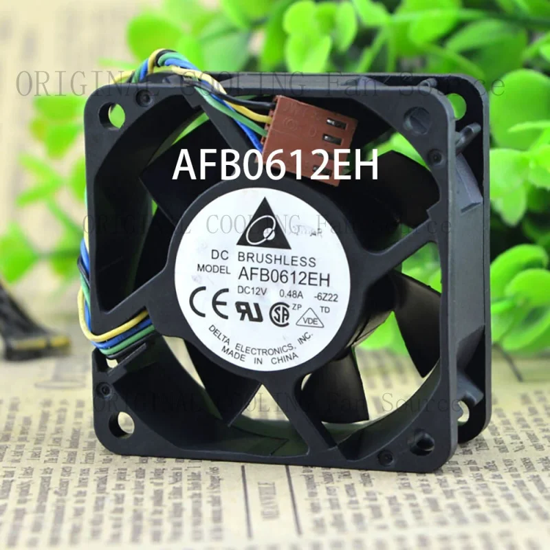 B+  FOR  Delta Axial flow Fan AFB0612EH 12VDC 0.48A 60*60*25mm 3-wire Cabinet Cooling Fan